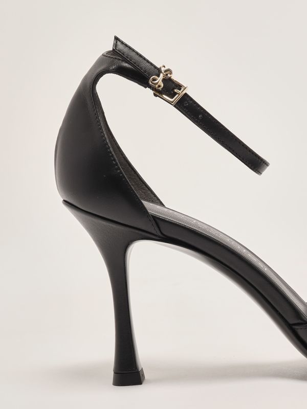 5. Hope leather heeled sandals for women Black Sergio Levantesi hope