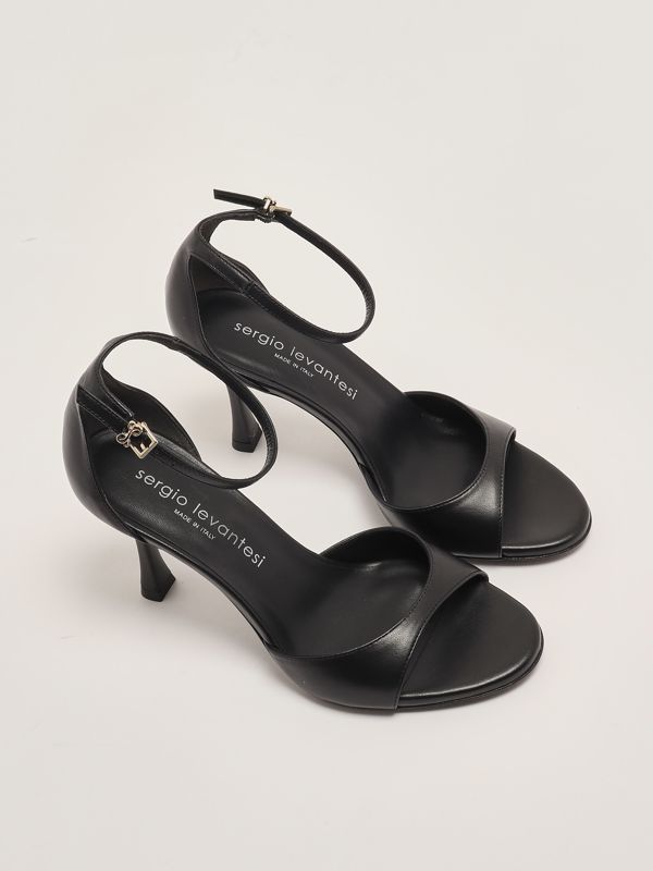 2. Hope leather heeled sandals for women Black Sergio Levantesi hope