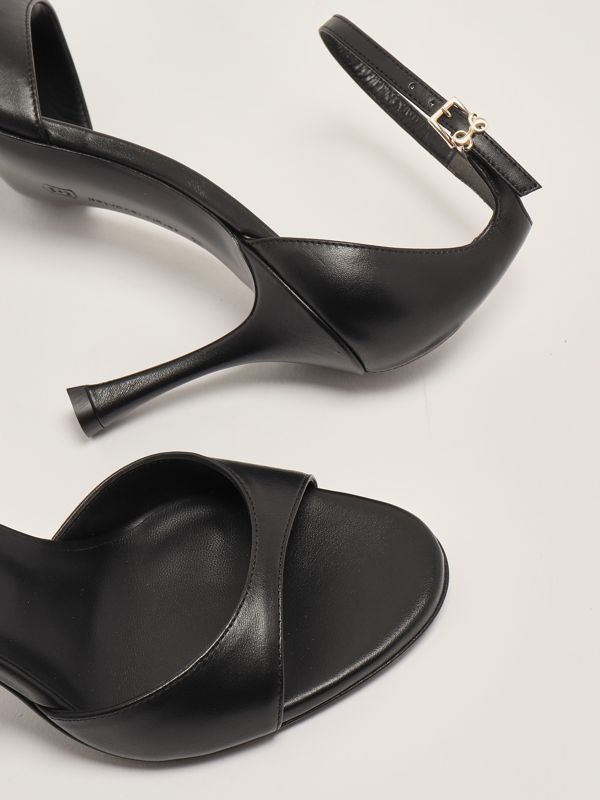 4. Hope leather heeled sandals for women Black Sergio Levantesi hope