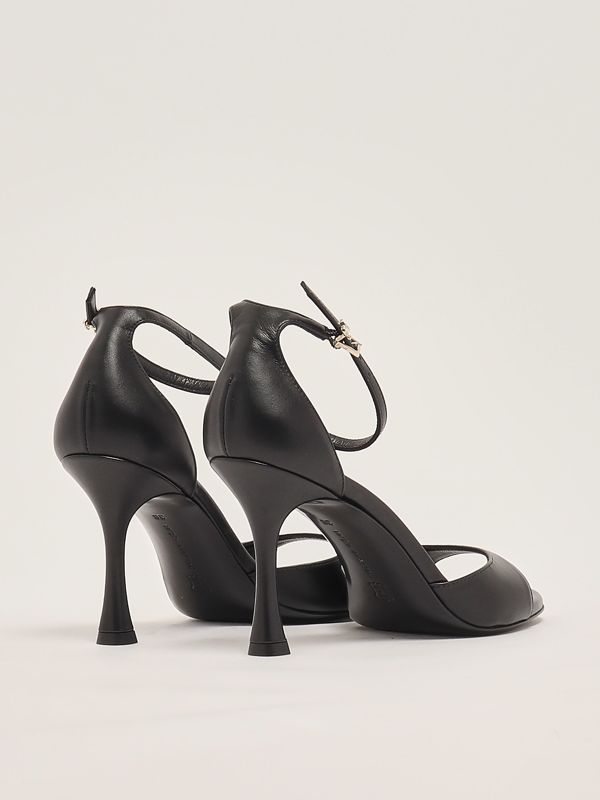 3. Hope leather heeled sandals for women Black Sergio Levantesi hope