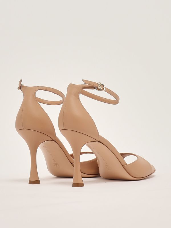 3. Hope leather heeled sandals for women Nude Sergio Levantesi hope