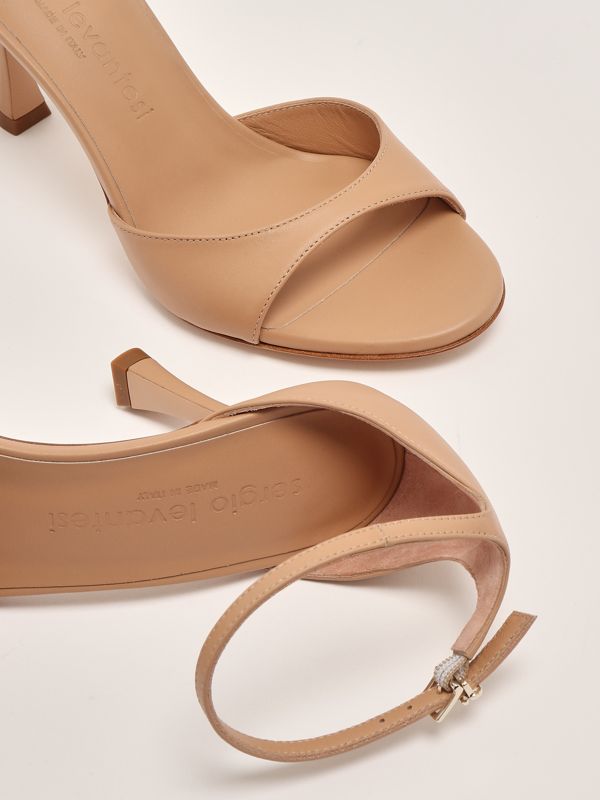 4. Hope leather heeled sandals for women Nude Sergio Levantesi hope