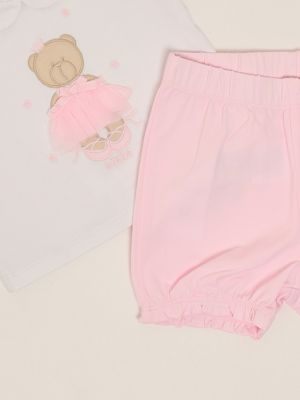 3. Conjunto de recién nacido en algodón elástico Blanco-Rosa