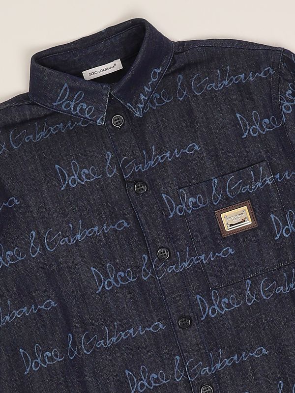 3. Camicia bambino in cotone Denim Scuro Dolce e Gabbana l44s21ldc87