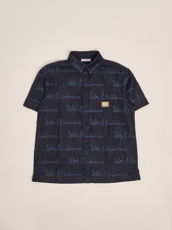 1. Camicia bambino in cotone Denim Scuro Dolce e Gabbana l44s21ldc87