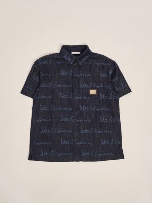 1. Camicia bambino in cotone Denim Scuro