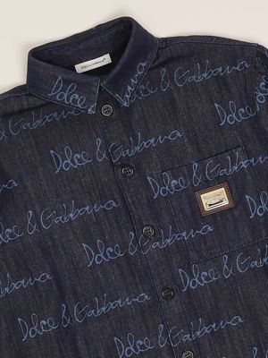 3. Camicia bambino in cotone Denim Scuro