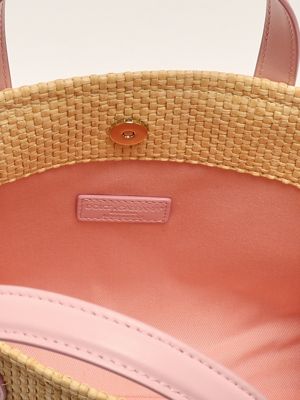 3. Borsa bambina in paglia Naturale-Rosa