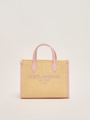 1. Borsa bambina in paglia Naturale-Rosa