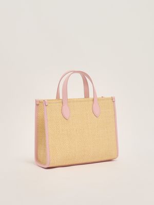 2. Borsa bambina in paglia Naturale-Rosa