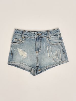 1. Shorts para niña de algodón elástico Denim claro