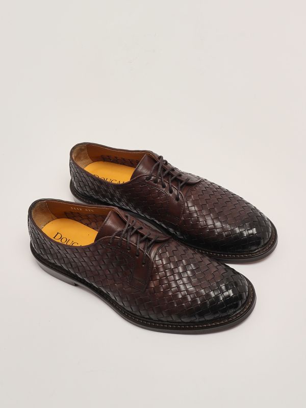 2. Chaussures à lacets Derby en cuir tressé pour homme Marron foncé Doucal's du3142phoeuy195