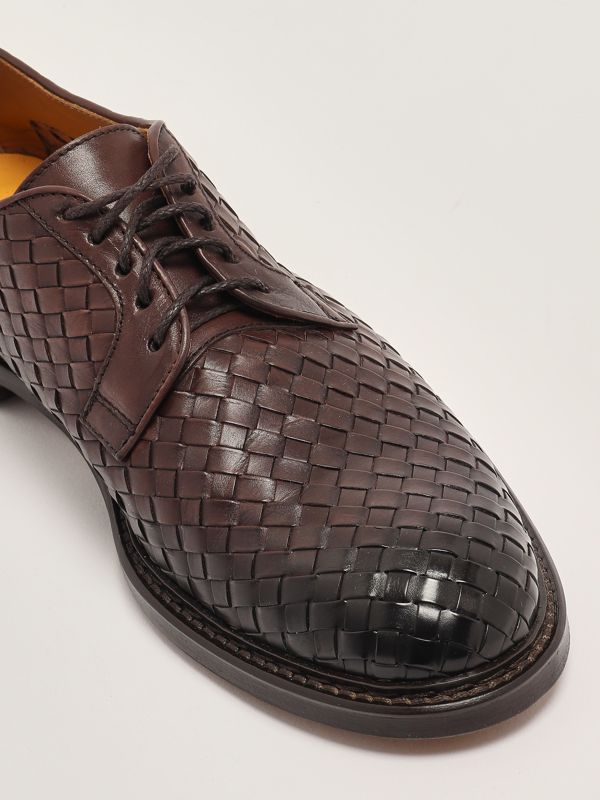 5. Chaussures à lacets Derby en cuir tressé pour homme Marron foncé Doucal's du3142phoeuy195