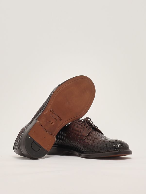 4. Chaussures à lacets Derby en cuir tressé pour homme Marron foncé Doucal's du3142phoeuy195