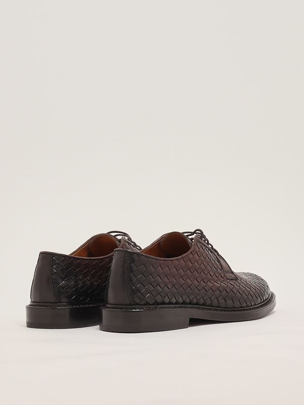 3. Chaussures à lacets Derby en cuir tressé pour homme Marron foncé Doucal's du3142phoeuy195