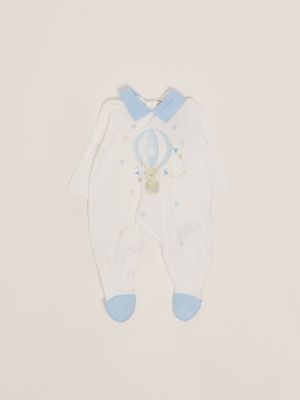 Baby-Schlafanzug aus Stretch-Baumwolle Weiß-Celeste Le bebè