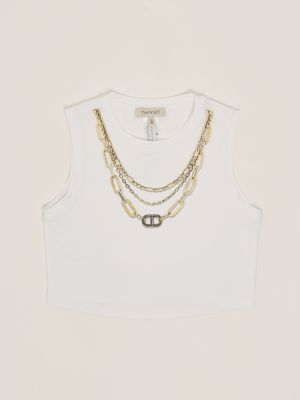 Baumwollstretch-Top für Mädchen Weiß Twinset