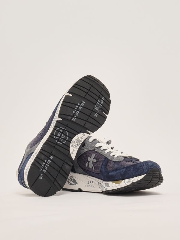 4. Mase 6626 leather and nylon sneakers for men Blue-Grey Premiata mas06626