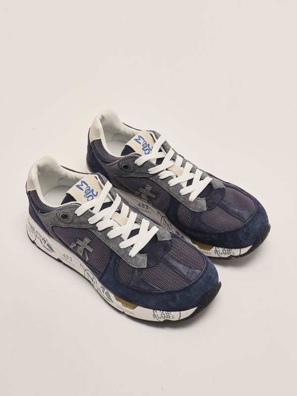 2. Mase 6626 leather and nylon sneakers for men Blue-Grey Premiata mas06626