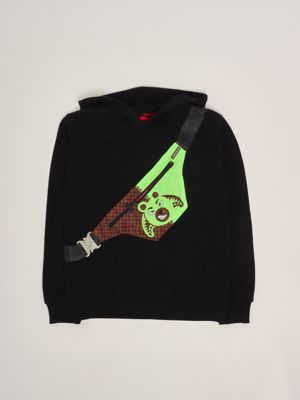 【DIESEL】 black cotton sweatshirt （関税送料込） Diesel cotton sweatshirt with ribbed piping for boys