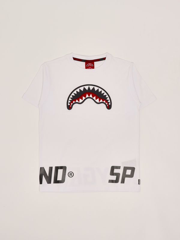 1. Baumwoll-T-Shirt für Jungen Weiß Sprayground spy932wht