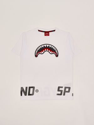Sprayground boy's short-sleeve cotton T-shirt spy1038 White