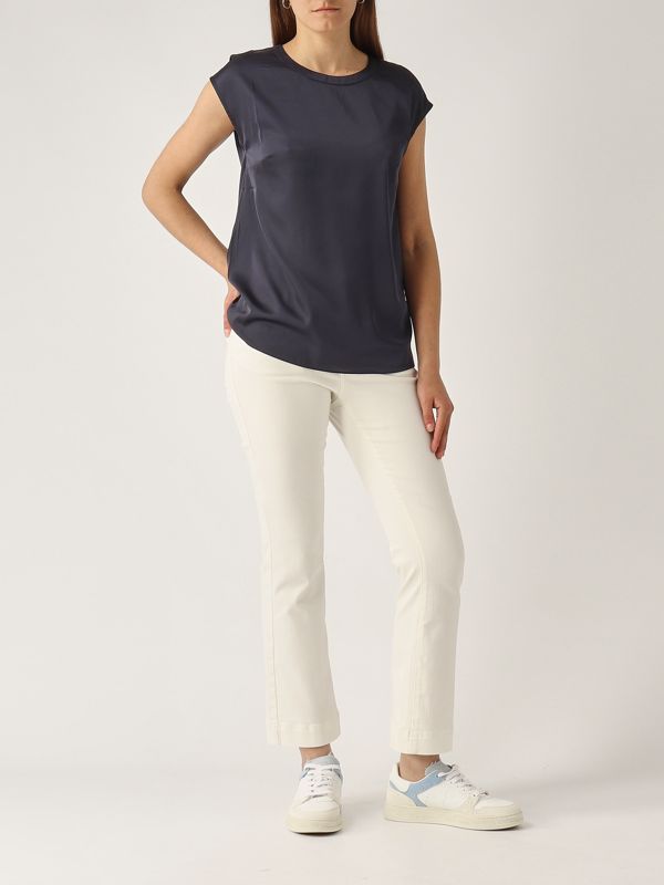 5. Blusa de mujer Fen de raso Azul marino Nenette fen