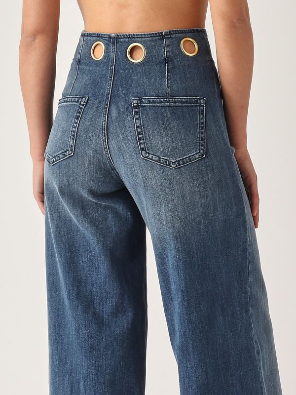 4. Jeans donna Staffa in cotone stretch Denim Medio Nenette staffa
