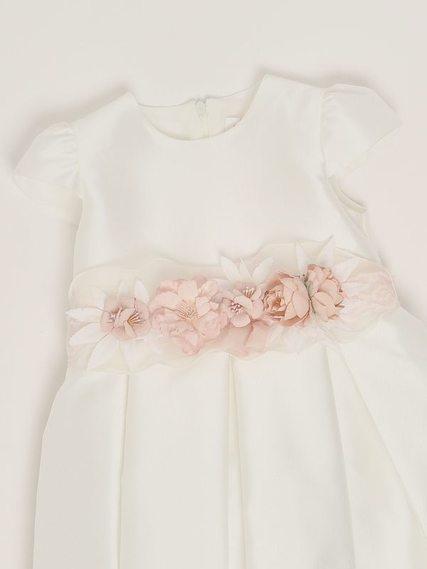 3. Vestido de satén para niña Blanco-Rosa Mimilù 228