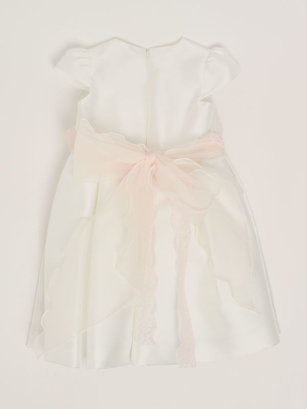 2. Vestido de satén para niña Blanco-Rosa Mimilù 228