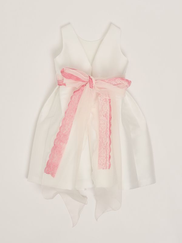 2. Vestido de niña de raso Blanco-Rosa Mimilù 232