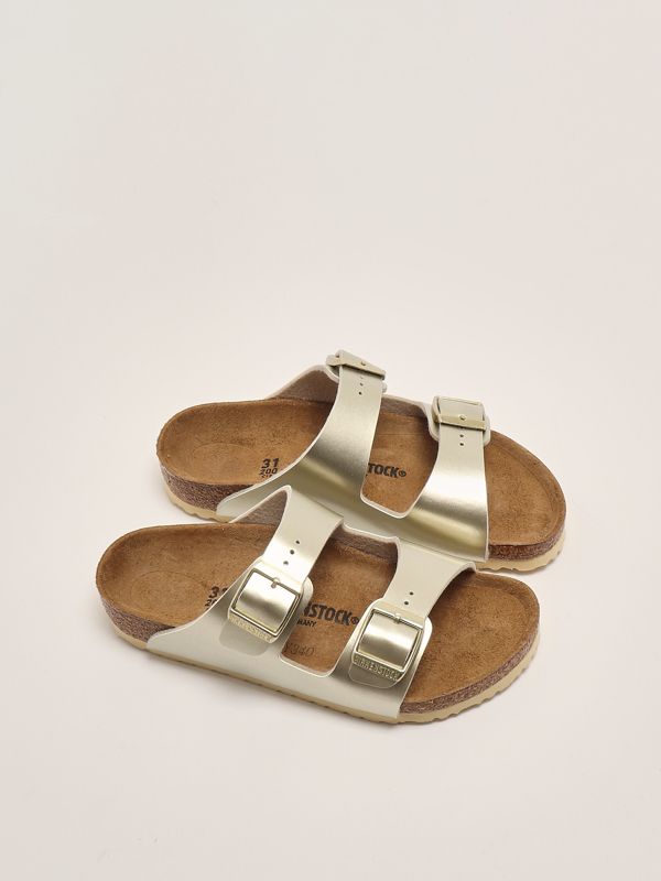 2. Arizona Birko Flor faux leather sandals for girls Gold Birkenstock 1014841