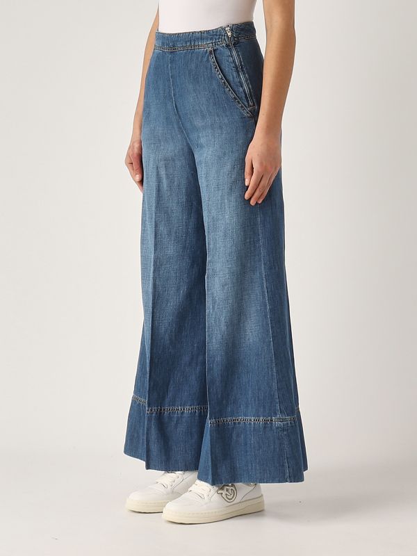 【KOOLOSET】Daily Linen Wide Denim Dakota Crop Pull-On Jeans In Plus Size In Soft-Contour Denim