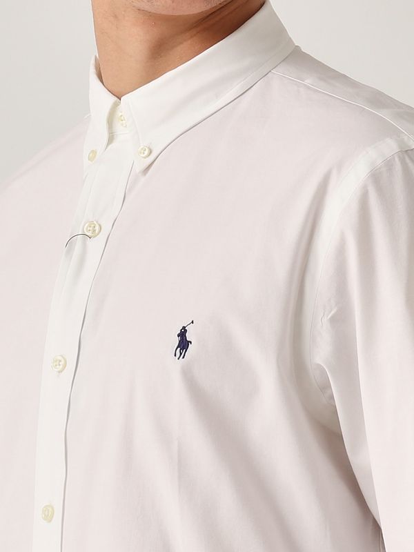 4. Slim fit stretch cotton poplin shirt for men White Polo Ralph Lauren 710928254