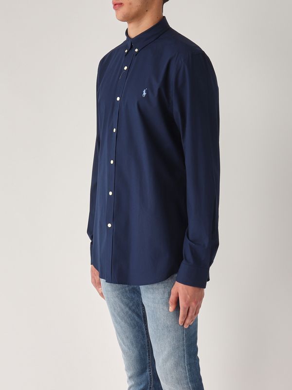2. Slim fit stretch cotton poplin shirt for men Navy Polo Ralph Lauren 710928254