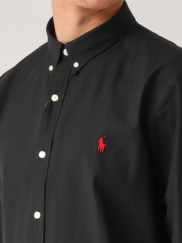 4. Slim fit stretch cotton poplin shirt for men Black Polo Ralph Lauren 710928254