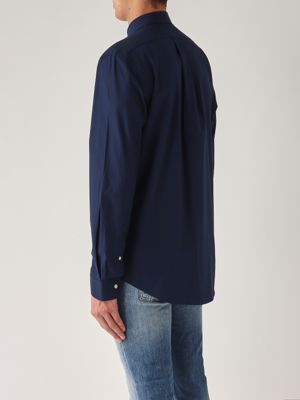 3. Slim fit stretch cotton poplin shirt for men Navy
