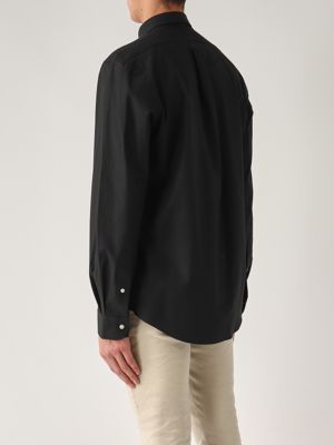3. Slim fit stretch cotton poplin shirt for men Black