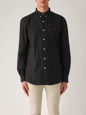 1. Slim fit stretch cotton poplin shirt for men Black