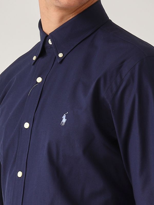4. Custom fit stretch cotton poplin shirt for men Navy Polo Ralph Lauren 710928255