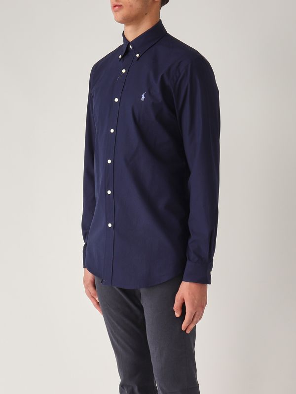 2. Custom fit stretch cotton poplin shirt for men Navy Polo Ralph Lauren 710928255