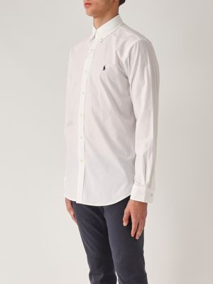 2. Custom fit stretch cotton poplin shirt for men White