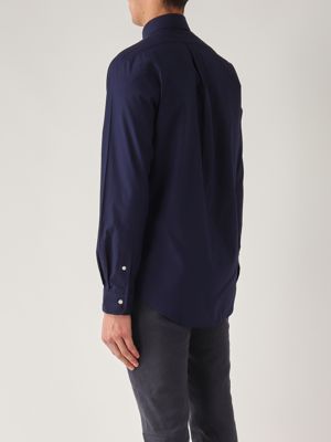 3. Custom fit stretch cotton poplin shirt for men Navy
