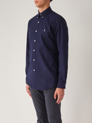 2. Custom fit stretch cotton poplin shirt for men Navy