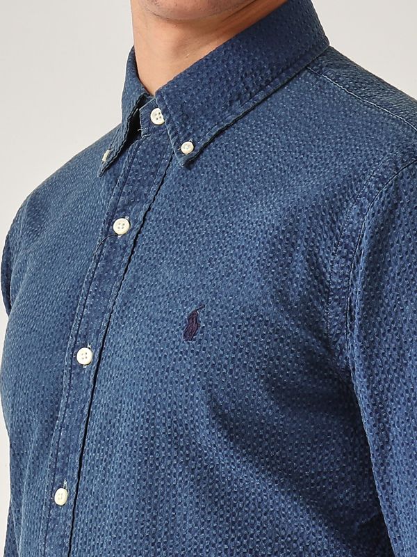 4. Custom fit cotton shirt for men Indigo Blue Polo Ralph Lauren 710938519