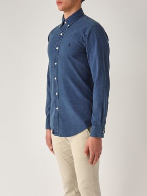 2. Custom fit cotton shirt for men Indigo Blue