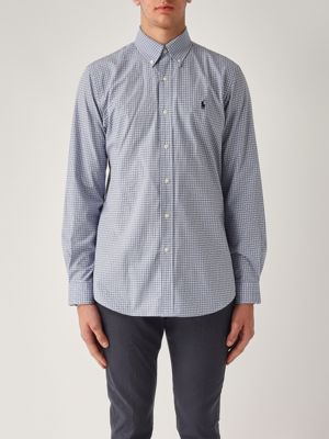 1. Custom fit stretch cotton shirt for men White-Blue