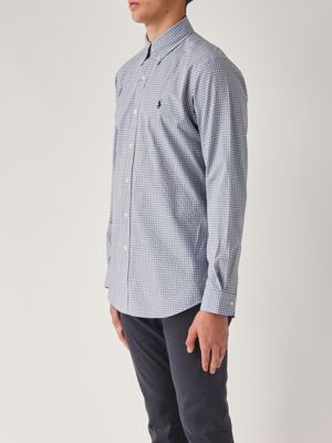 2. Custom fit stretch cotton shirt for men White-Blue