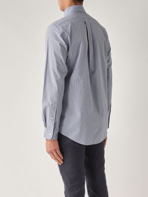 3. Custom fit stretch cotton shirt for men White-Blue
