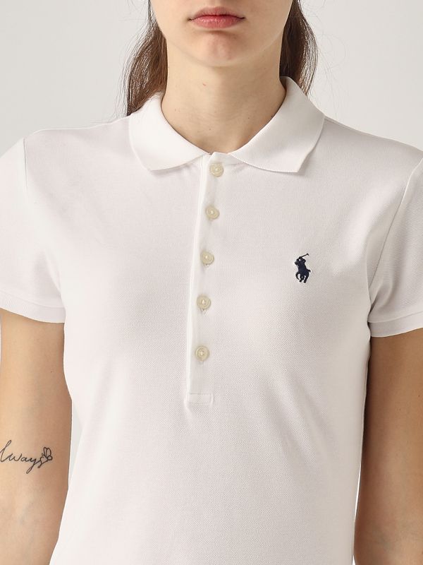 4. Polo donna in cotone piquet stretch Bianco Polo Ralph Lauren 211870245